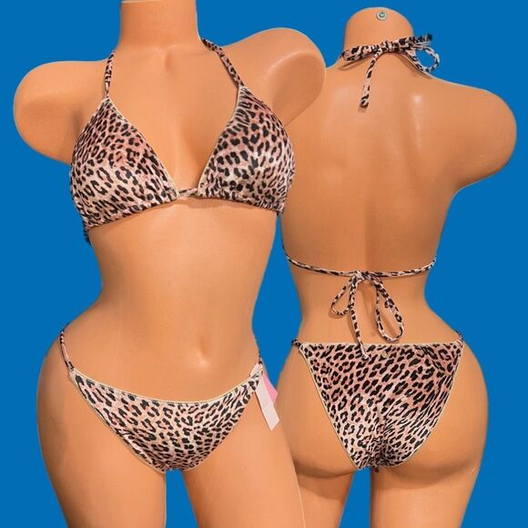 Victorias Secret Swim Velvet Triangle Bikini top & Brazilian Bottom Set Medium - Picture 4 of 4